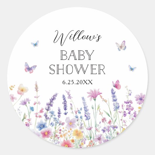 Butterfly Garden Baby Shower Favor Stickers (Voorkant)