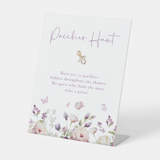 Butterfly Garden Baby shower Fopspeen Hunt Reclamebord Met Voetstuk (Voorkant)