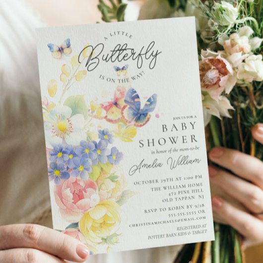 Butterfly Garden Baby shower Invitation Kaart