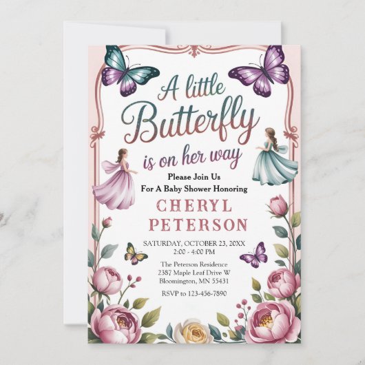 Butterfly Garden Baby Shower Kaart (Voorkant)