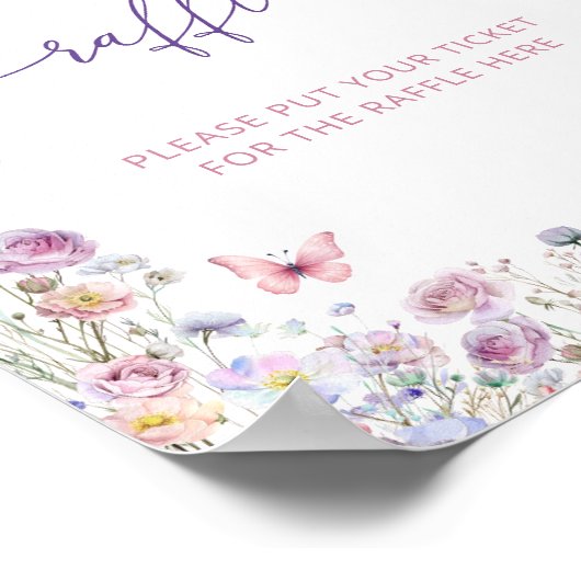 Butterfly Garden Baby shower Luier Raffle Poster (Hoek)