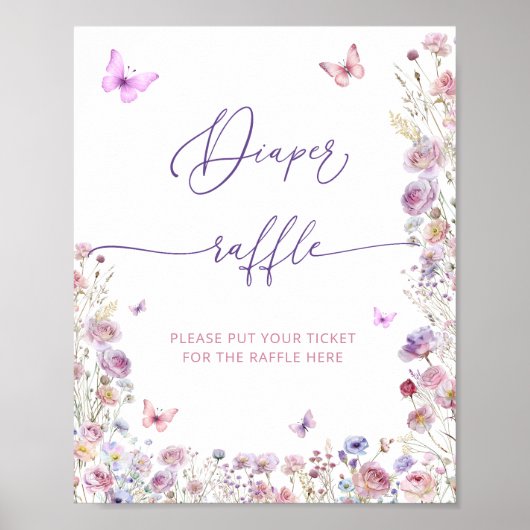 Butterfly Garden Baby shower Luier Raffle Poster (Voorkant)