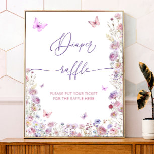 Butterfly Garden Baby shower Luier Raffle Poster