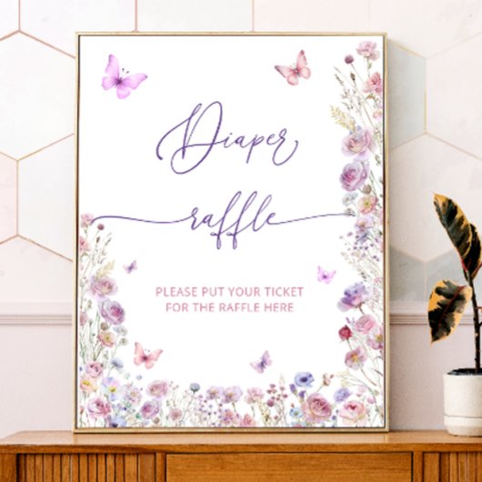Butterfly Garden Baby shower Luier Raffle Poster