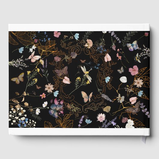 Butterfly Garden Black Wedding Gastenboek (Achterkant)