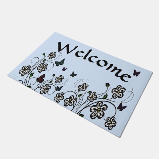 Butterfly Garden Blue Deurmat (Schuin)