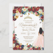 Butterfly Garden Blush Pink Floral Quinceanera Kaart (Voorkant)