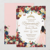Butterfly Garden Blush Pink Red Quinceanera Kaart (Voorkant / Achterkant)