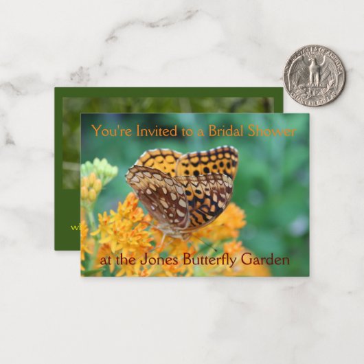 Butterfly Garden Bruids Douche Uitnodiging (Voorkant / Achterkant in situ)