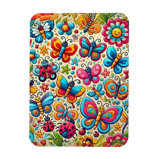 Butterfly Garden Cartoon Magneet (Verticaal)