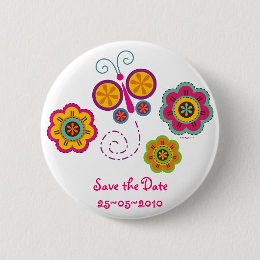 Butterfly Garden Custom Pinback Button (Voorkant)