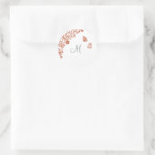 Butterfly Garden Dusty Peach Stripe Monogram Ronde Sticker (Tas)