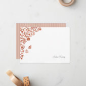 Butterfly Garden Dusty Peach Stripe Name Notitiekaartje (Voorkant / Achterkant in situ)