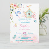 butterfly garden first birthday invitation kaart (Staand voorkant)
