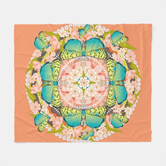 Butterfly Garden Fleece Deken (Voorkant (Horizontaal))