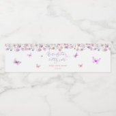 Butterfly Garden Floral Baby shower Waterfles Etiket (Enkel label)