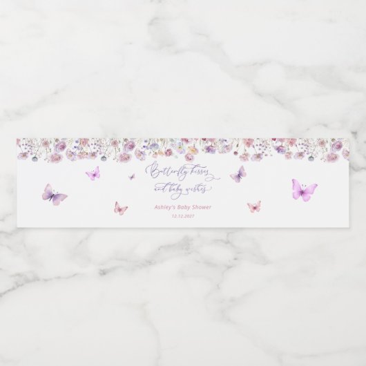 Butterfly Garden Floral Baby shower Waterfles Etiket (Enkel label)