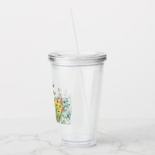 Butterfly Garden Flowers gepersonaliseerd Acryl Drinkbeker (Links)
