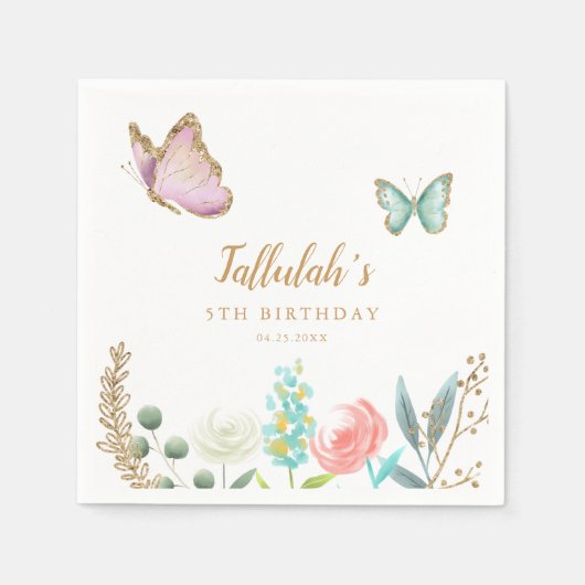 Butterfly Garden Girl Birthday Party Servet (Voorkant)