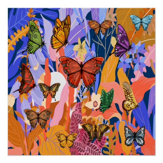 Butterfly Garden Glossy Poster (Voorkant)