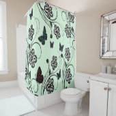 Butterfly Garden Green Douchegordijn (In situ)