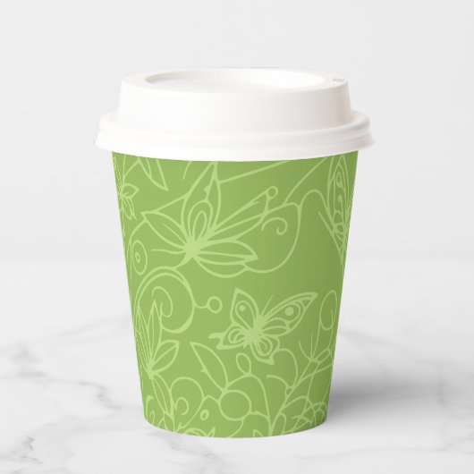 Butterfly Garden Green Papieren Bekers (Voorkant)