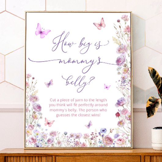 Butterfly Garden Hoe groot is mama's buik Poster