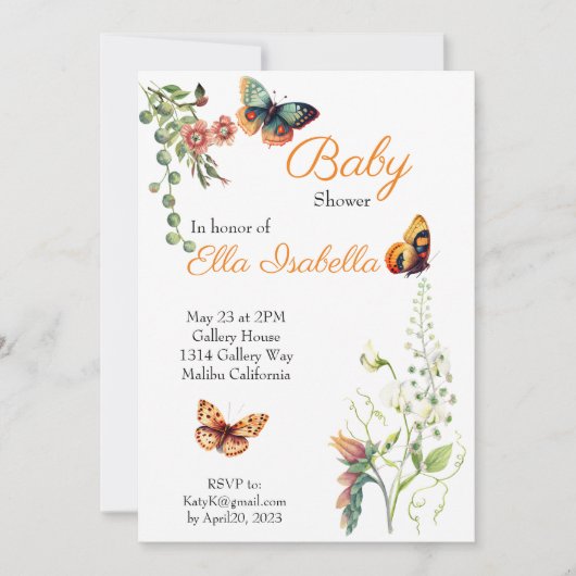 Butterfly Garden Invitation Kaart (Voorkant)