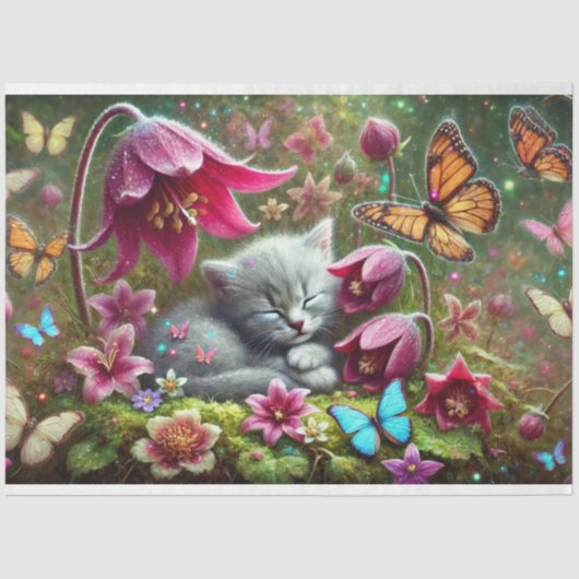 Butterfly Garden Kitten Dreams Decoupage Tissuepapier (Voorkant)