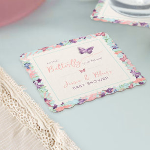 Butterfly Garden Pastel Wildflower Baby shower Kartonnen Onderzetters