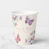 Butterfly Garden Pastel Wildflower Baby shower Papieren Bekers (Achterkant)
