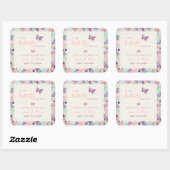 Butterfly Garden Pastel Wildflower Baby shower Vierkante Sticker (Vel)