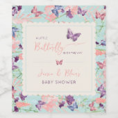 Butterfly Garden Pastel Wildflower Baby shower Wijn Etiket (Enkel label)
