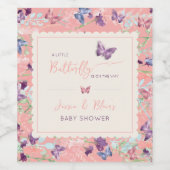 Butterfly Garden Pastel Wildflower Baby shower Wijn Etiket (Enkel label)