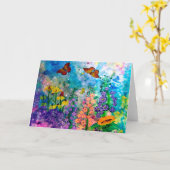 Butterfly Garden Portrait Wenskaart Kaart (Gele Bloem)