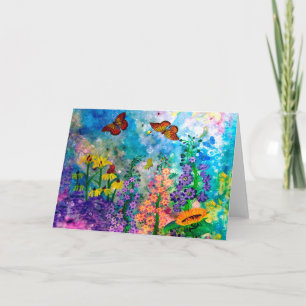 Butterfly Garden Portrait Wenskaart Kaart