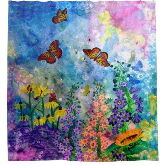 Butterfly Garden Shower Curtain Douchegordijn (Voorkant)
