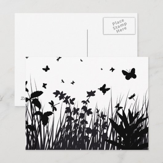 Butterfly Garden Silhouette Briefkaart (Voorkant / Achterkant)
