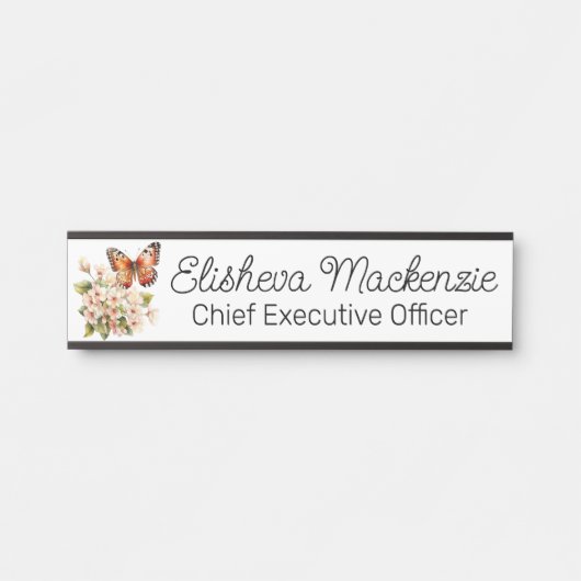 Butterfly Garden Sinaasappel en witte Kantoor Deurbordje (Voorkant)