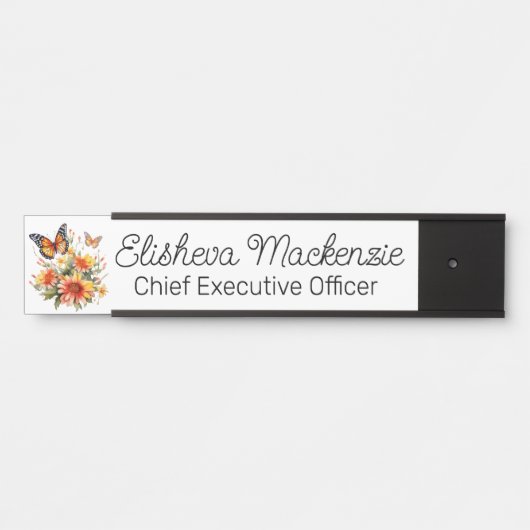 Butterfly Garden Sinaasappel en witte Kantoor Deurbordje (Voorkant)