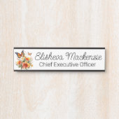 Butterfly Garden Sinaasappel en witte Kantoor Deurbordje (Voorkant)