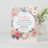 Butterfly Garden Spring Floral Moederdag Brunch Kaart (Staand voorkant)