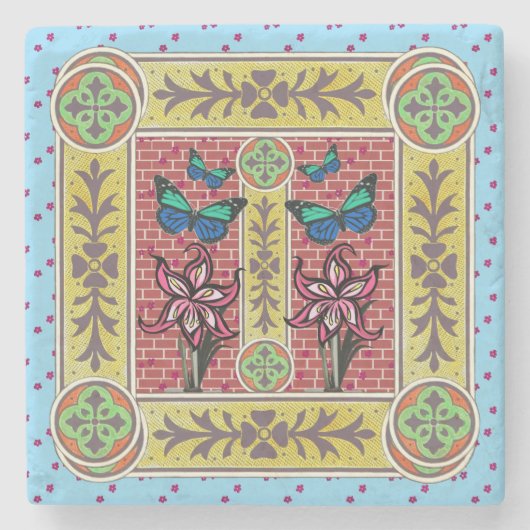Butterfly Garden Stenen Onderzetter (Voorkant)