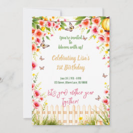 Butterfly Garden Tea Party Verjaardagsuitnodiging Kaart