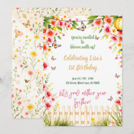 Butterfly Garden Tea Party Verjaardagsuitnodiging Kaart