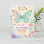 Butterfly Garden Verjaardag uitnodiging (Staand voorkant)