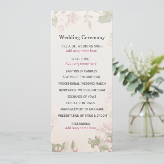 Butterfly Garden Wedding Programme Programmakaart (Staand voorkant)