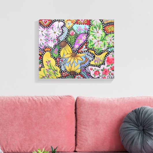 Butterfly Garden Wrapped Canvas (Insitu (Woonkamer))