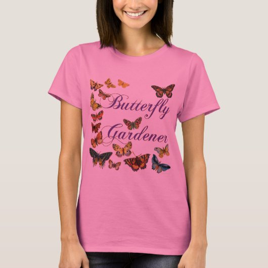 Butterfly Gardener Gezegde met Vlinders T-shirt (Voorkant)