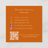 Butterfly gebrand sinaasappel gouden QR code elega Vierkante Visitekaartje (Achterkant)